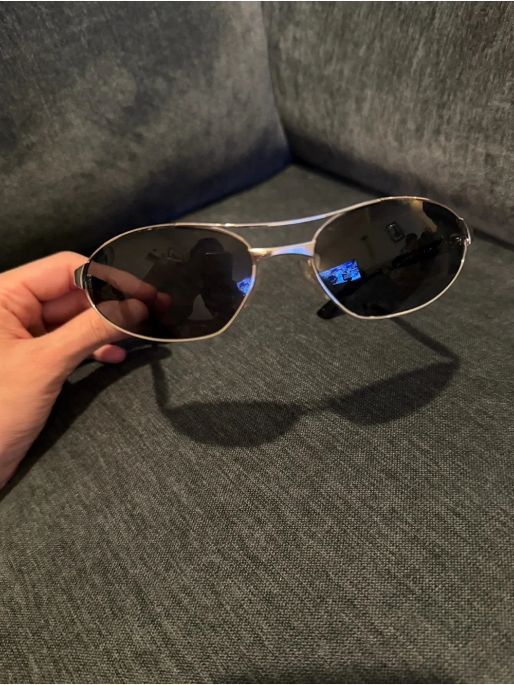 Vintage Cartier Women's Silver Frame Black Lens Aviator /Navigator Sunglasses